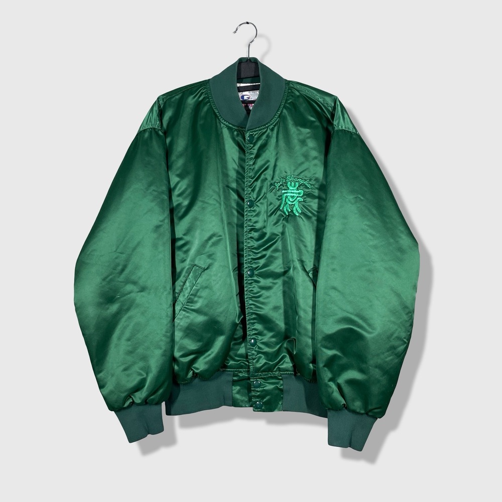 Game Sportswear Bomber Jacket Mens Large Green Joe's Shanghai Varsity Satin
